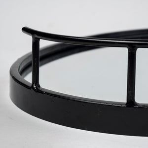 Ansel 20L x 14W Black Metal Mirrored Bottom Oval Serving Tray