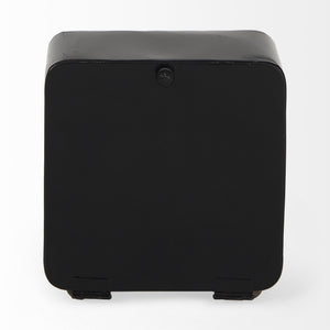 Karl 6.0L x 3.0W x 6.8H Rustic Black Iron Rounded Square Table Clock