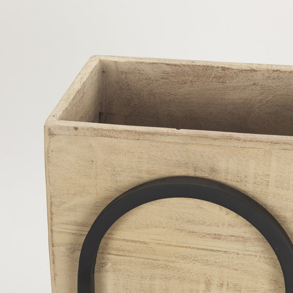 Jadine Set of 2  Beige Wood w/ Black Metal Arch Frames