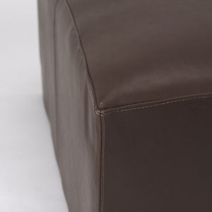 Minara 36L x 36W x 16H Square Dark Brown Leather Wrapped Ottoman