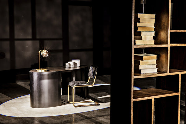 Marigold Desk, Ebony Walnut with Black Steel