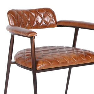 Wellington Collection Iron Chair with Hand Rest & Leather Seat