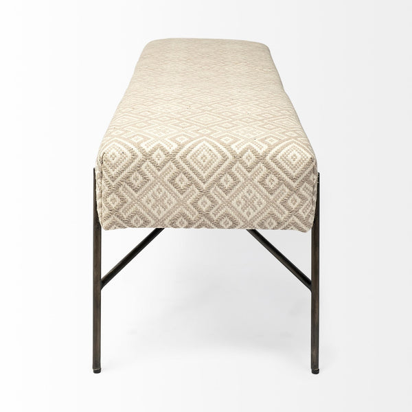Avery II 55L x 17W Off White Upholstered Seat With Metal Base Accent Bench