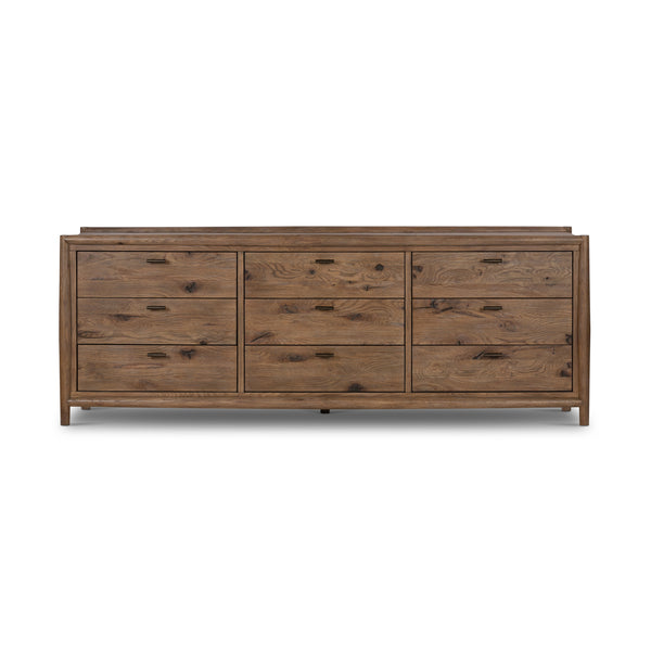 Glenview 9 Drawer Dresser In Weathered Oak