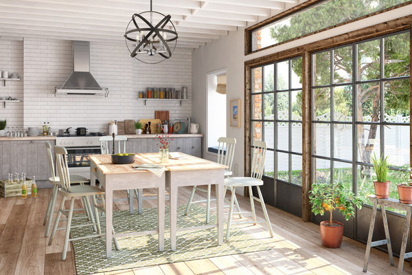 Cavallo 5 Light Pendant in Hammered Black + Chrome Finish