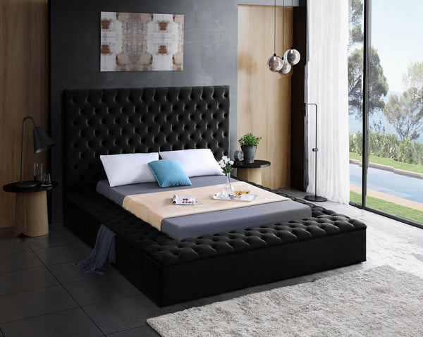 Randal Queen Bed In Black Velvet