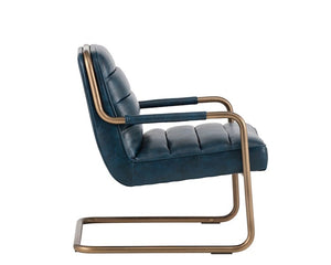 LINCOLN LOUNGE CHAIR - faux leather: vintage blue