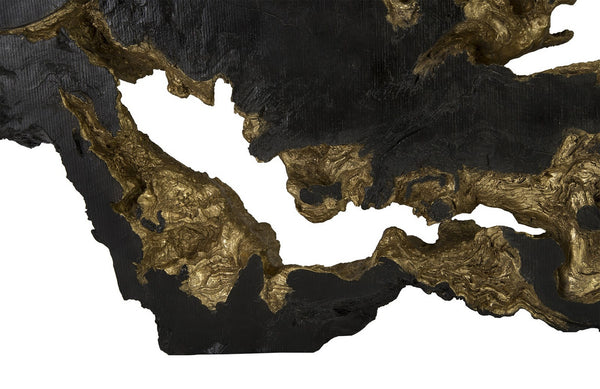 Burled Root Wall Art, Black, Gold Leaf, Large