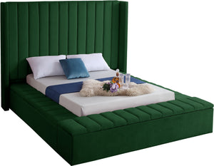 Joanne Queen Bed In Green Velvet