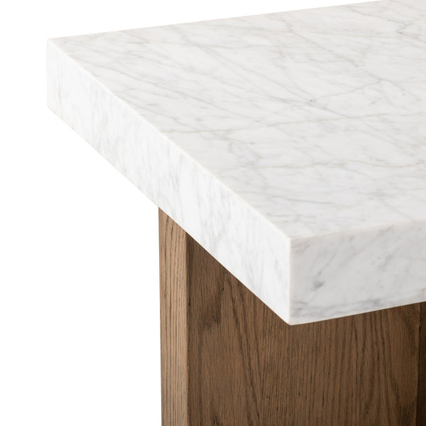Bellamy End Table In White Carrera Marble