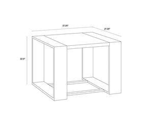 DALTON END TABLE - STAINLESS STEEL - HIGH GLOSS WHITE