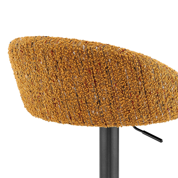 Jorrell KD Boucle Gaslift Swivel Bar Stool, Zenith Mustard