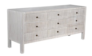 Conrad 9-Drawer Mahogany Dresser with Brass Pulls in White Wash Finish