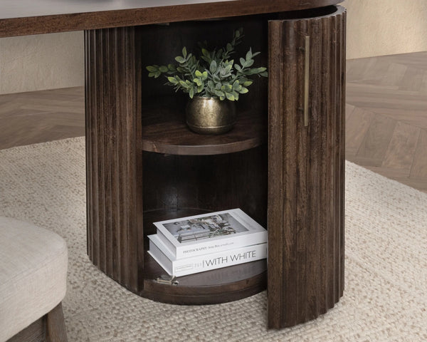 Redford Solid Wood Desk with Storage - Kona Brown