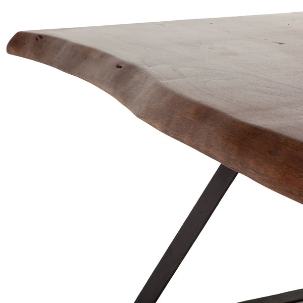 London Loft 106-Inch Acacia Wood Live Edge Dining Table in Walnut Finish