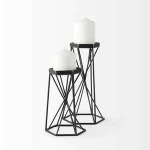 Sixx II Large Antiqued Metal Hexagonal Table Candle Holder