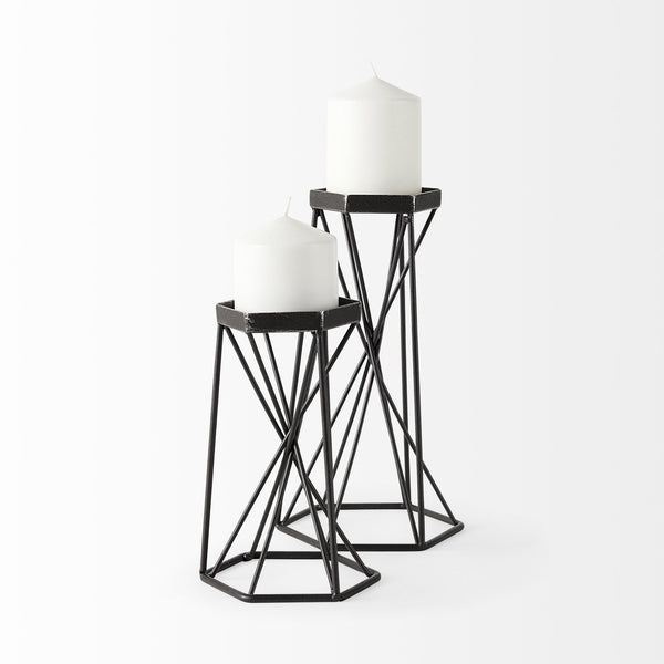 Sixx II Large Antiqued Metal Hexagonal Table Candle Holder