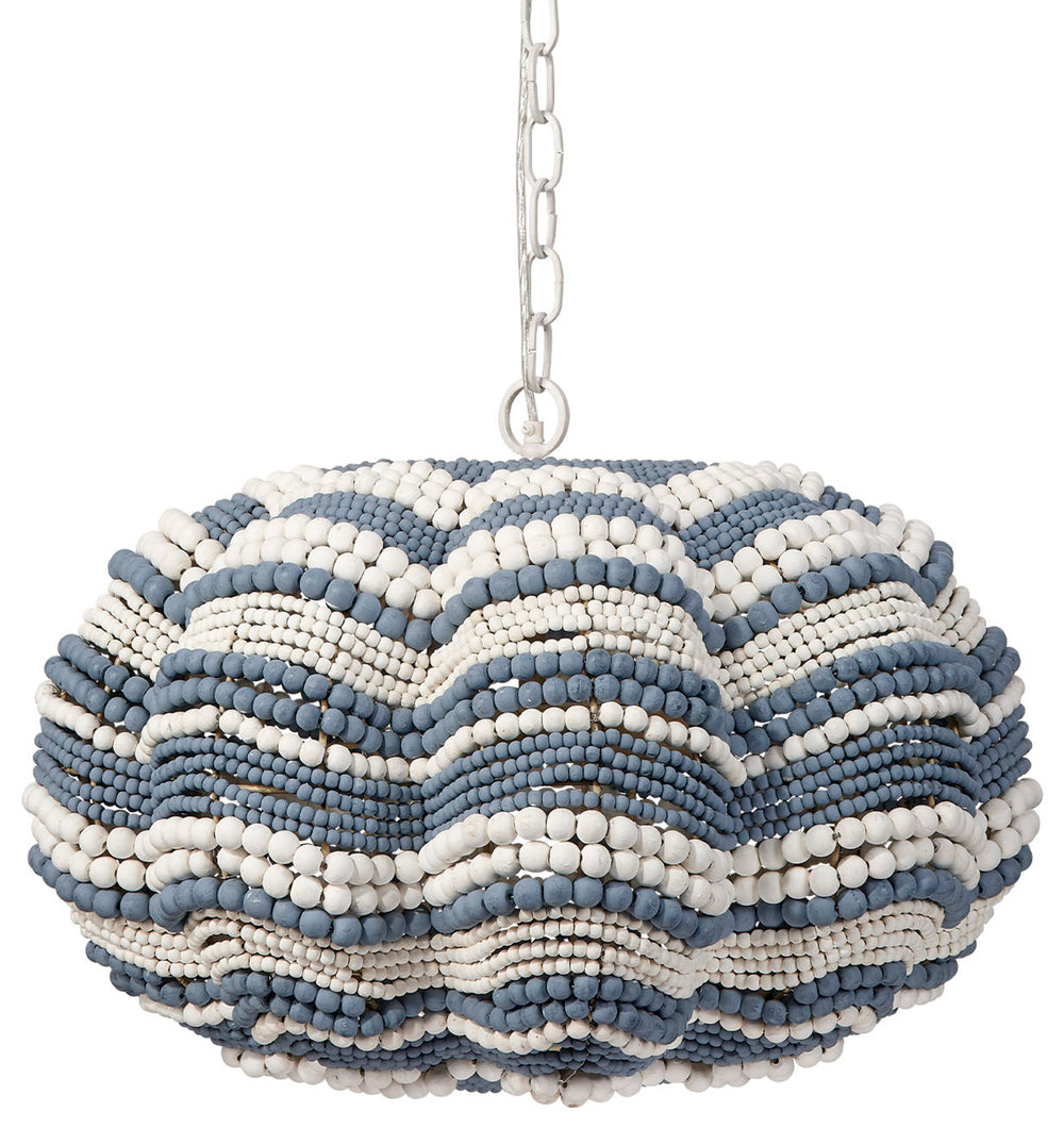 Clamshell Wood Beaded 4-Light Small Chandelier