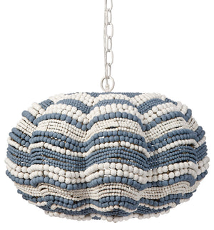 Clamshell Wood Beaded 4-Light Small Chandelier