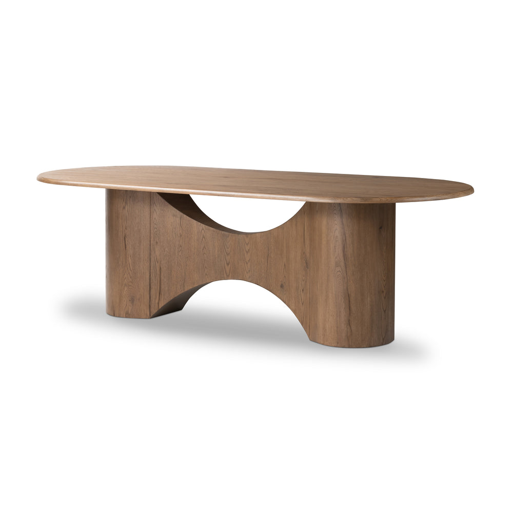 Olexey Oval Dining Table in Rubbed Light