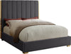 Janie Queen Bed In Grey Velvet