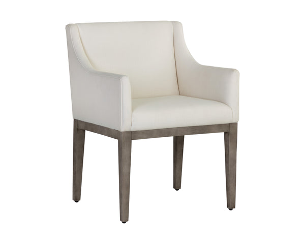 MALIK DINING ARMCHAIR - ASH GREY - LINOSO IVORY