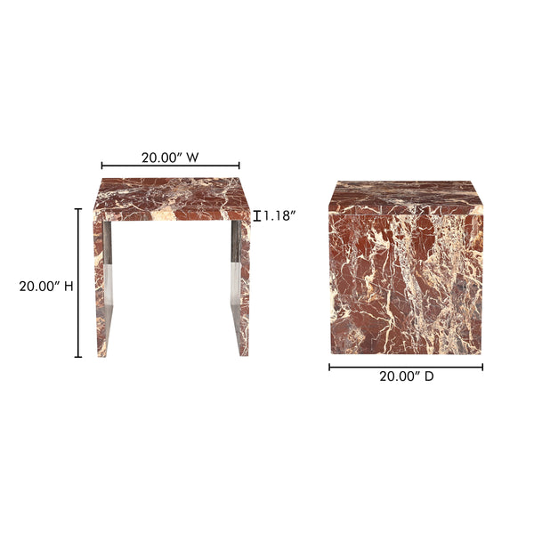 Rosa Accent Table in Rosso Levanto Marble