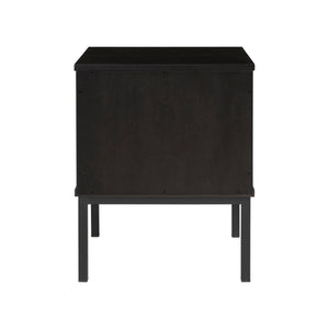 Caine KD Rattan Nightstand/Side Table, Black
