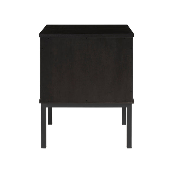 Caine KD Rattan Nightstand/Side Table, Black