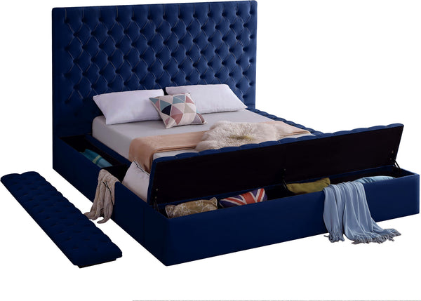 Randal King Bed In Navy Velvet