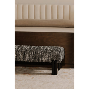 Moe's Priya Bench in Black with Textured Upholstery