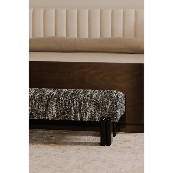 Moe's Priya Bench in Black with Textured Upholstery