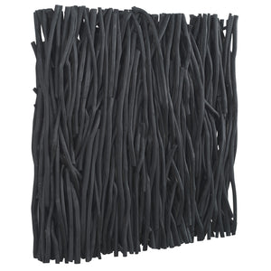 Gathered Teak Square Black Wood Wall Decor