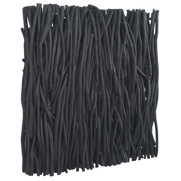 Gathered Teak Square Black Wood Wall Decor