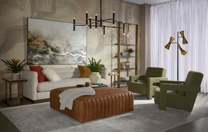 LEWIN OTTOMAN - SQUARE - LUCIA TOBACCO LEATHER