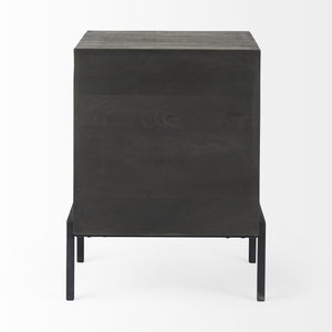 Arelius 20L x 18W x 26H Black-Brown Wood W/ Black Metal Frame End/Side Table