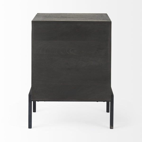 Arelius 20L x 18W x 26H Black-Brown Wood W/ Black Metal Frame End/Side Table