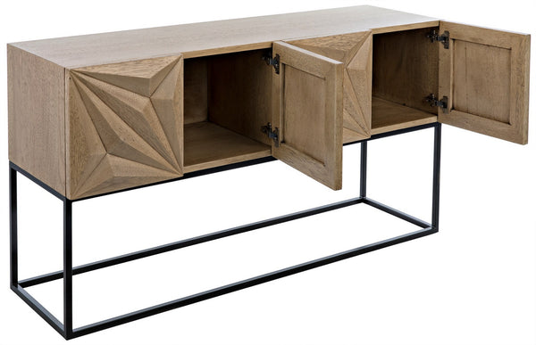 Zurich Bleached Walnut Console with Industrial Steel Frame