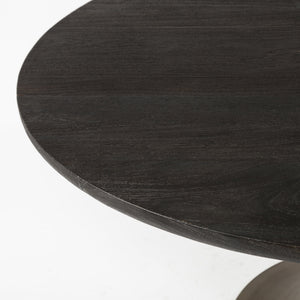 McLeod II 54 L x 54 W x 28.75 H Round Brown Solid Wood Top Gold Metal Base Dining Table