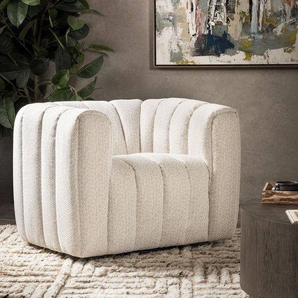 Lexa Upholstered Swivel Chair - Cream by Classic Home
