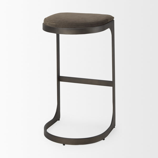 Tyson 17L x 18W x 31H Brown/Gray Suede W/ Metal Frame Bar Stool