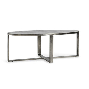Flores Cast Aluminum Oval Coffee Table - Nickle