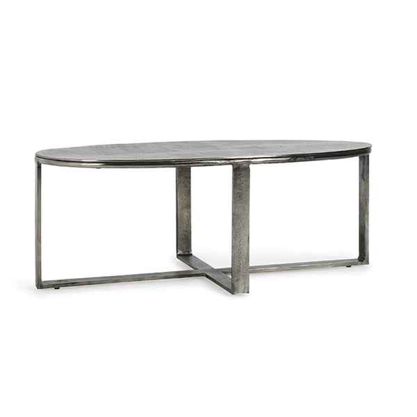 Flores Cast Aluminum Oval Coffee Table - Nickle