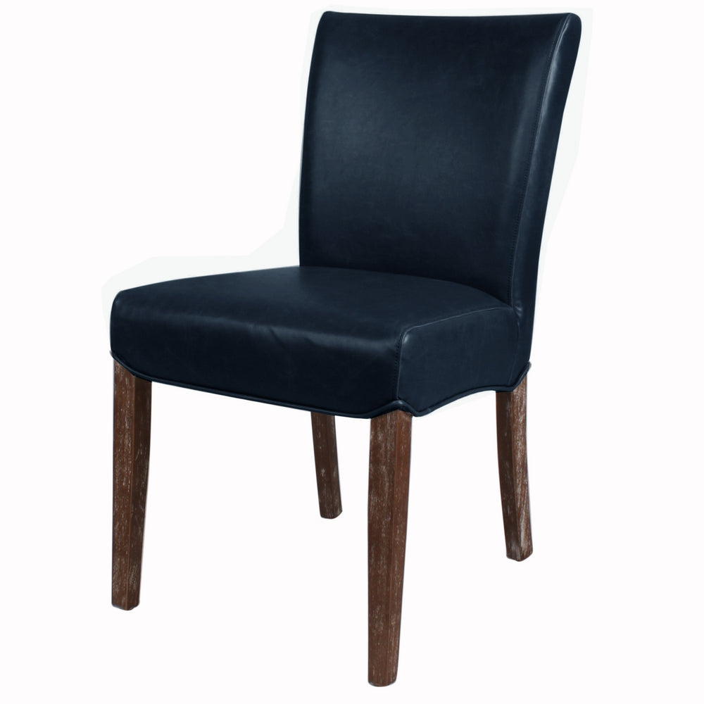 Beverly Hills Bonded Leather Dining Chair Drift Wood Legs In Vintage Blue