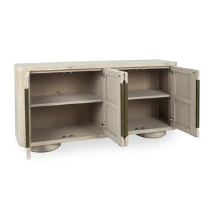 Tiber Solid Wood 4Dr Buffet in Cream Washed Finish