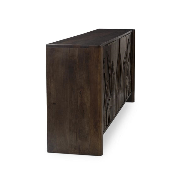 Ledro Solid Mango Wood Cabinet with Carvings