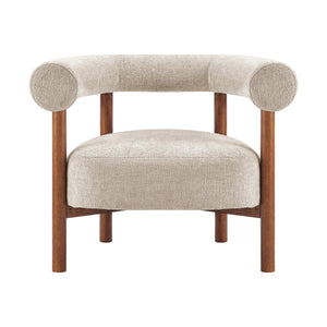 Vincent Chenille Accent Arm Chair Brown Legs, Grenada Cream 