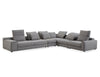 Flipout Sectional in smoke tweed with black piping