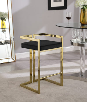 Winifred Stool In Black Velvet and Gold