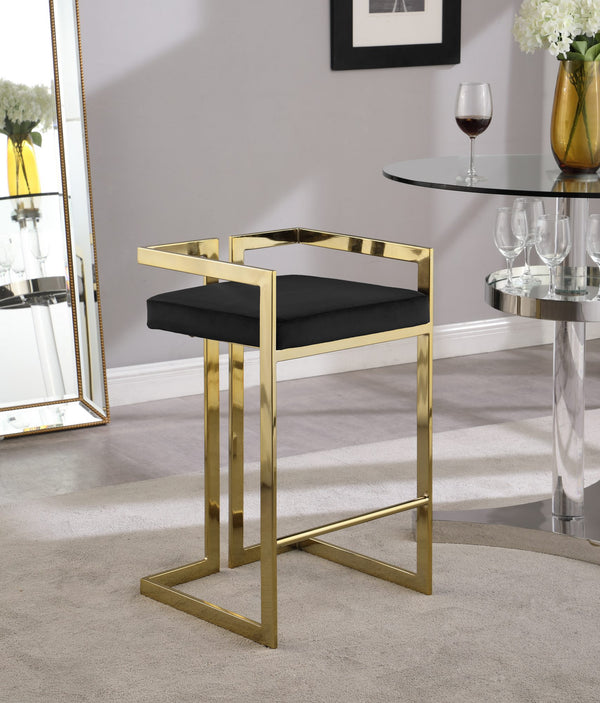 Winifred Stool In Black Velvet and Gold